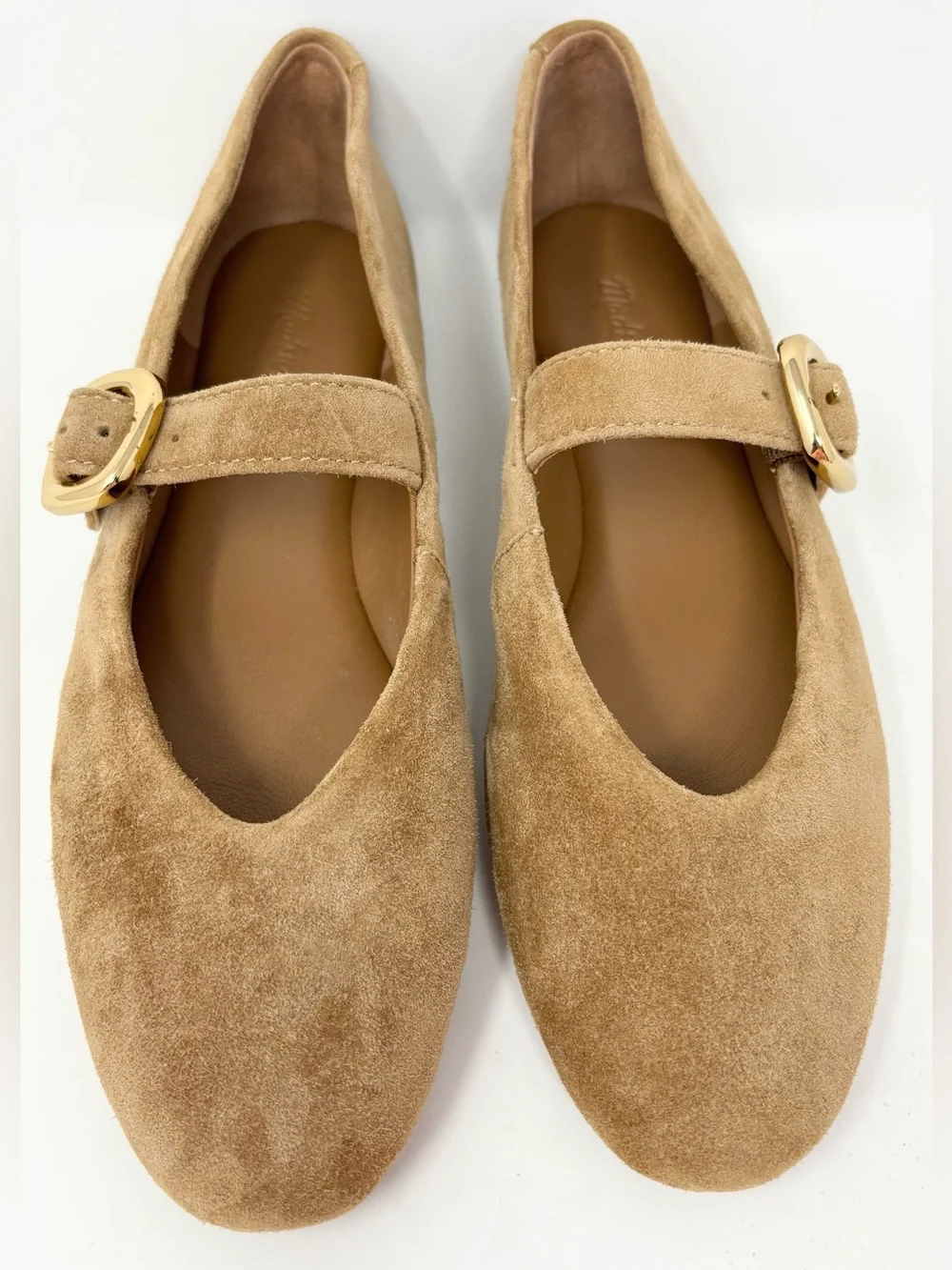 Madewell The Remy Mary Jane Flats Dried Acorn Brown Suede Gold Buckle Size 6
